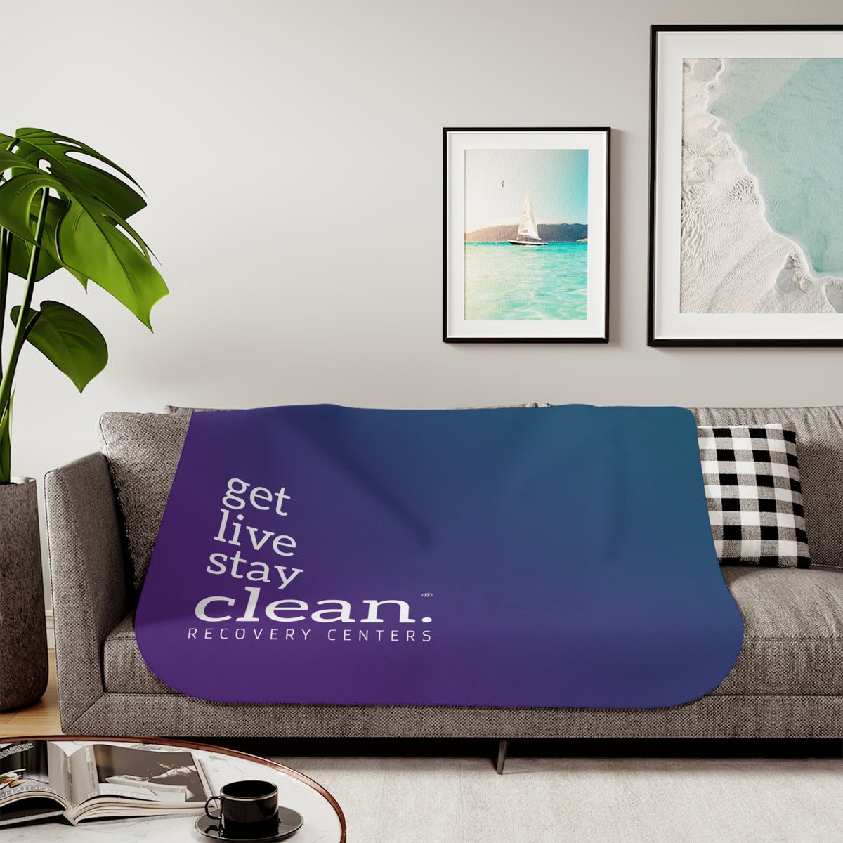 Get, Live, Stay Clean Gradient Sherpa Throw Blanket
