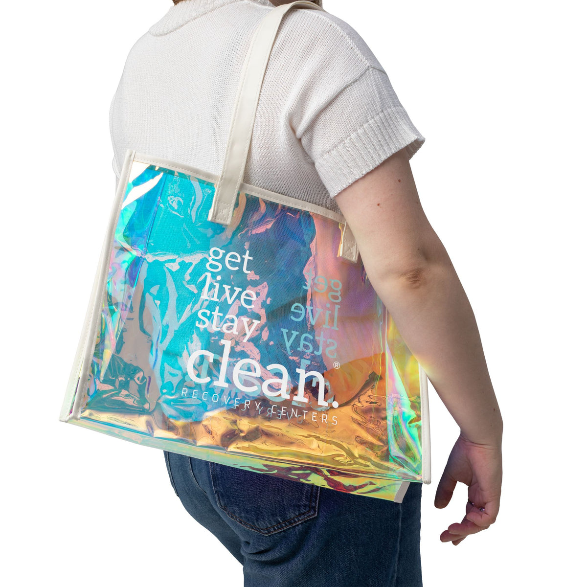 Get Live Stay Clean Holographic Beach Bag