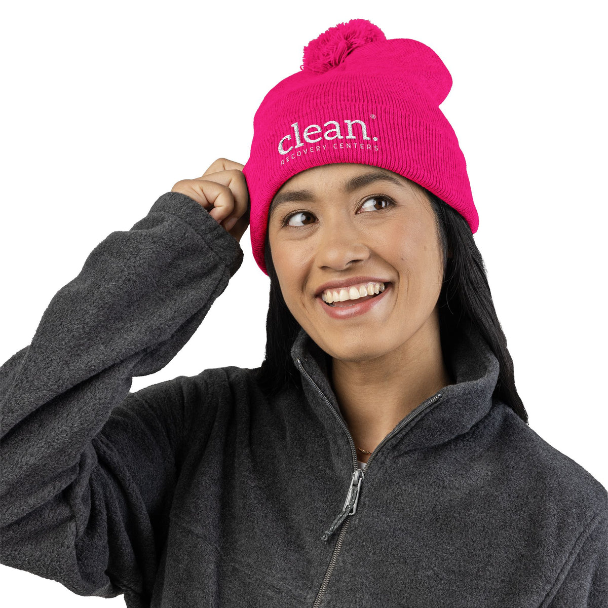 Clean Logo Embroidered Pom-Pom Beanie