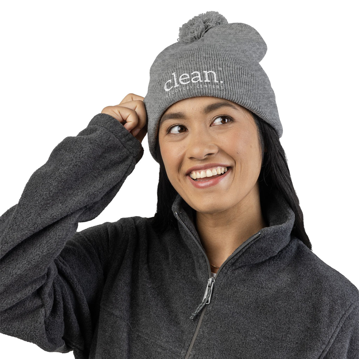 Clean Logo Embroidered Pom-Pom Beanie