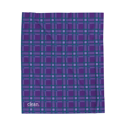 Clean Purple Plaid Velveteen Blanket