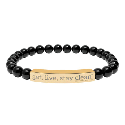 Get Live Stay Clean Engraved Natural Stone Stretch Bracelet