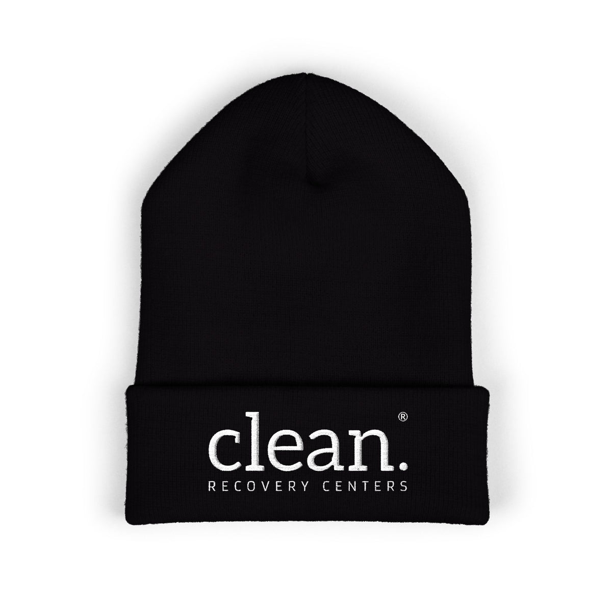 Clean Logo Embroidered Beanie - White Logo