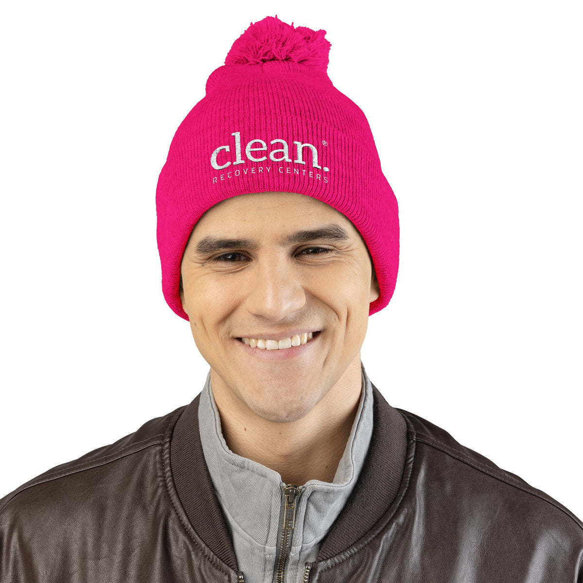 Clean Logo Embroidered Pom-Pom Beanie