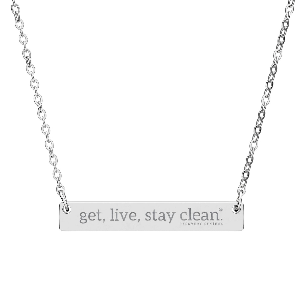 Get Live Stay Clean Engraved Bar Necklace
