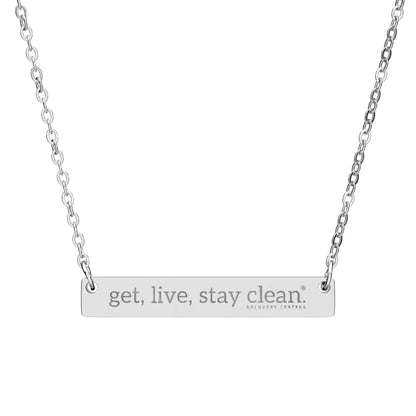 Get Live Stay Clean Engraved Bar Necklace