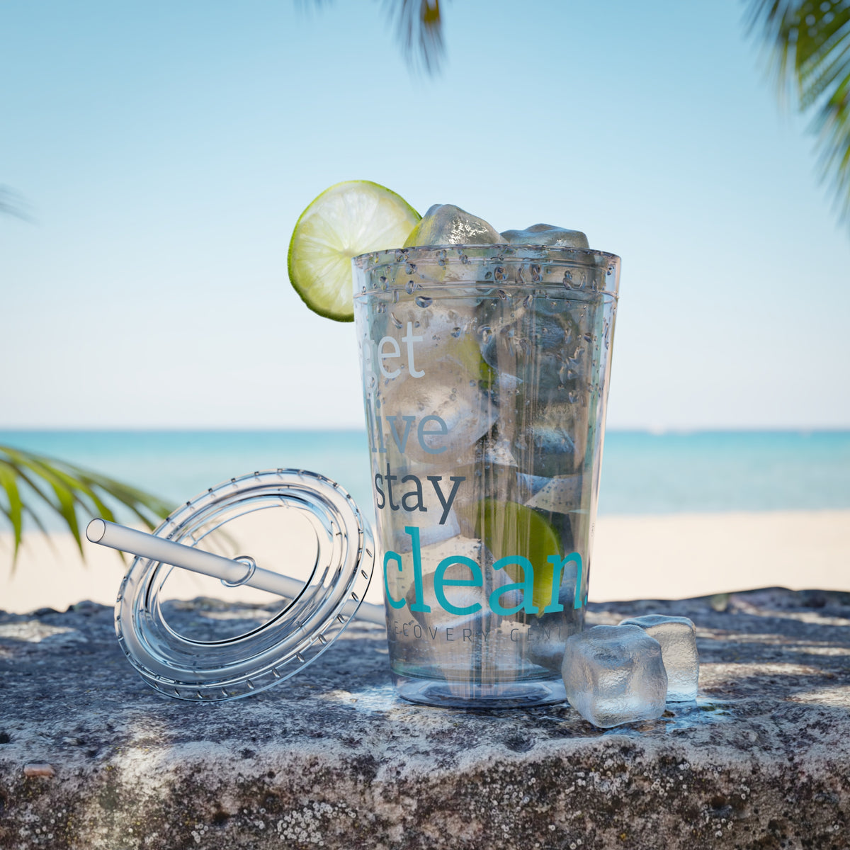Get, Live, Stay Clean 16oz Sunsplash Tumbler with Straw