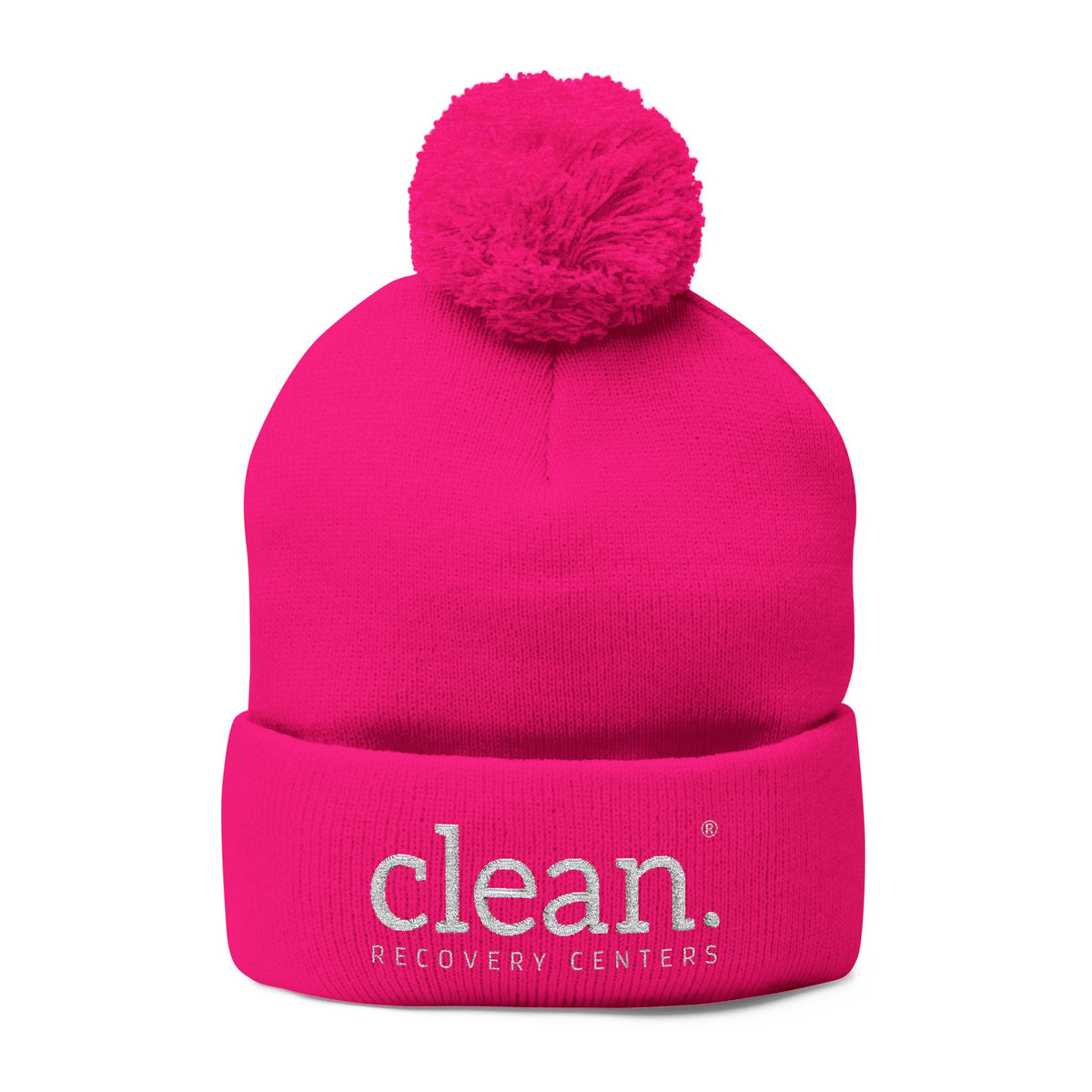 Clean Logo Embroidered Pom-Pom Beanie