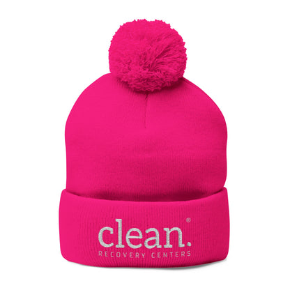 Clean Logo Embroidered Pom-Pom Beanie