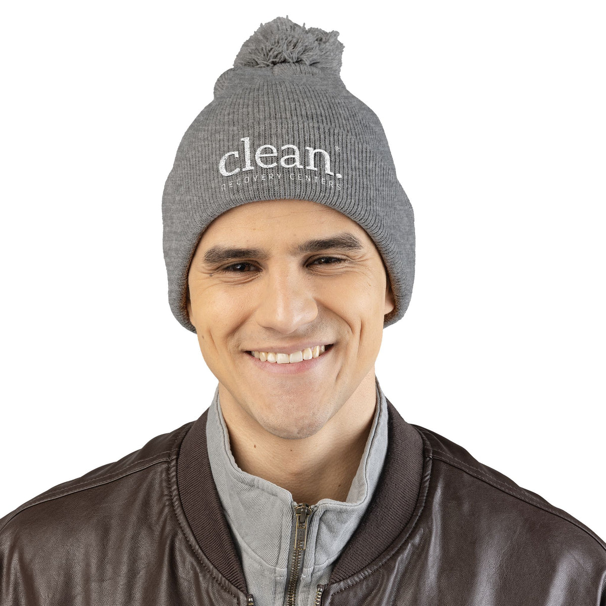 Clean Logo Embroidered Pom-Pom Beanie