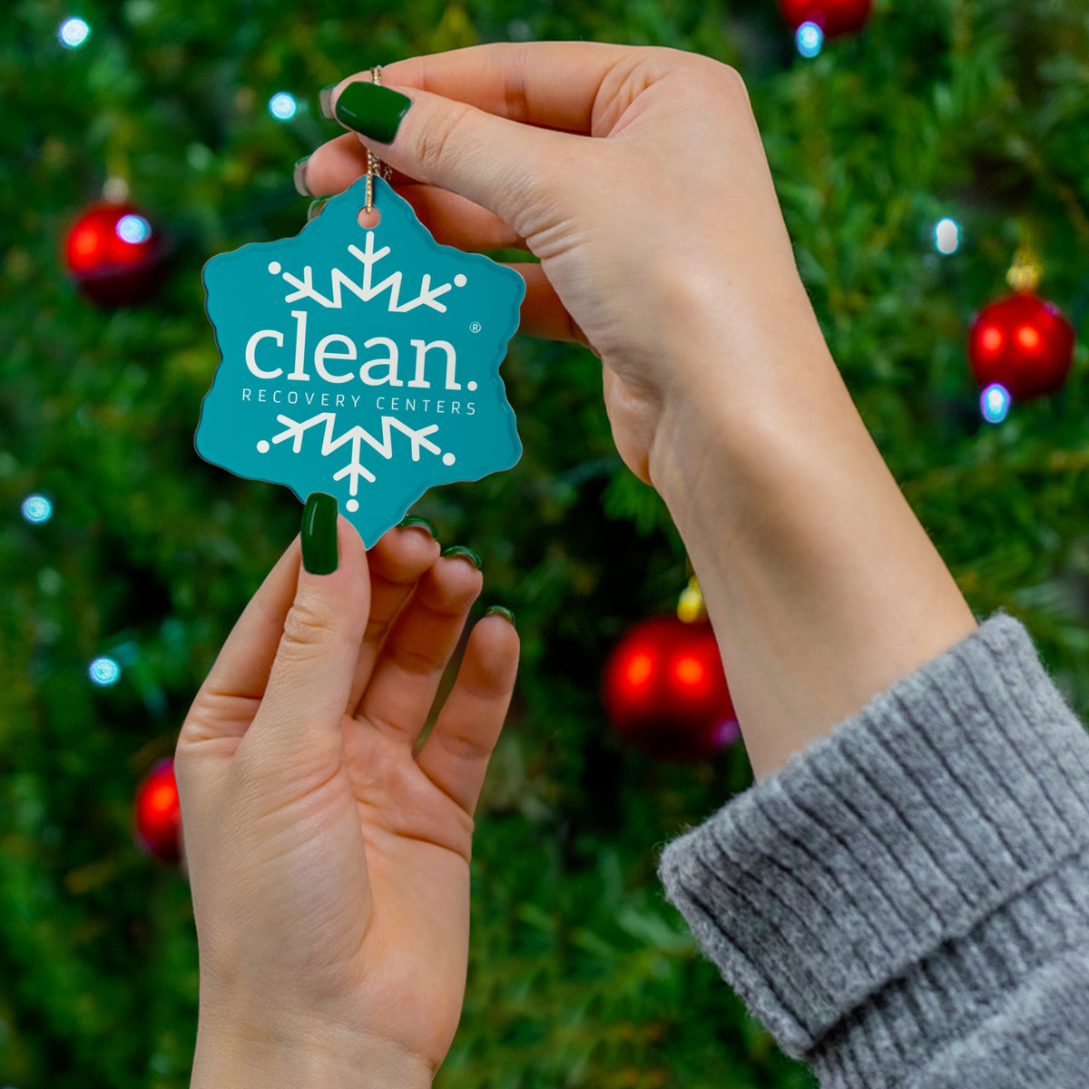 Clean logo Snowy Ceramic Ornament