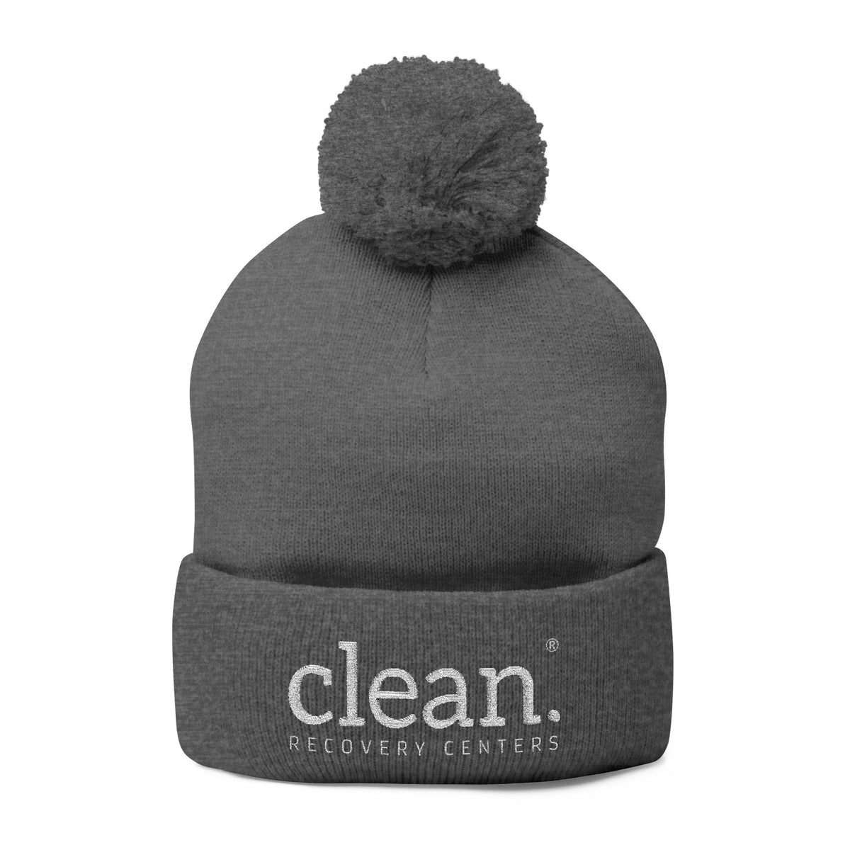 Clean Logo Embroidered Pom-Pom Beanie