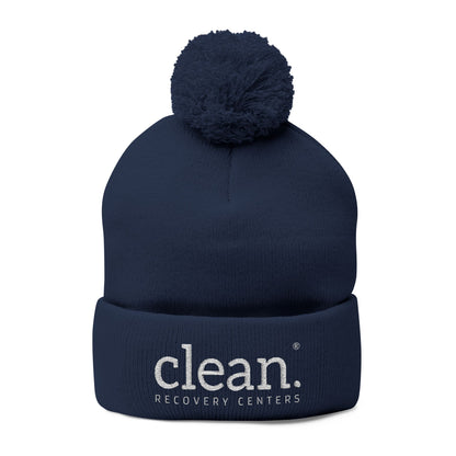 Clean Logo Embroidered Pom-Pom Beanie