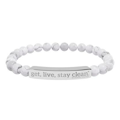 Get Live Stay Clean Engraved Natural Stone Stretch Bracelet