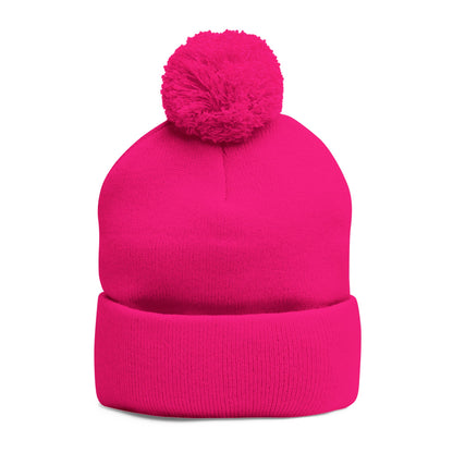 Clean Logo Embroidered Pom-Pom Beanie