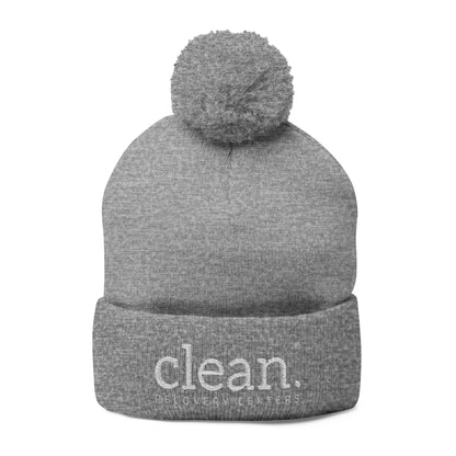 Clean Logo Embroidered Pom-Pom Beanie