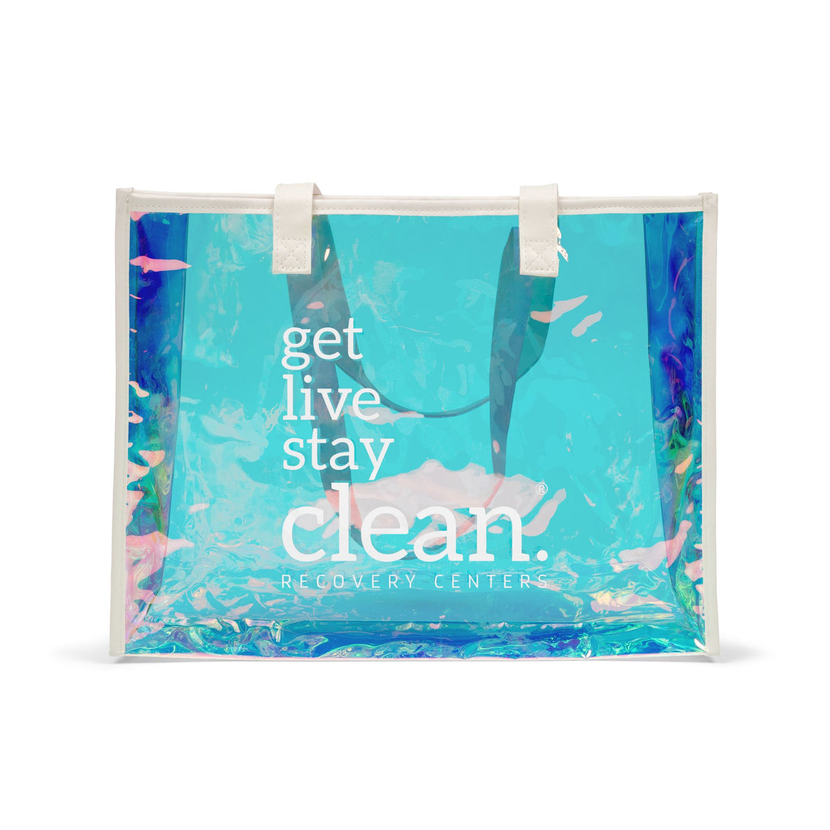 Get Live Stay Clean Holographic Beach Bag