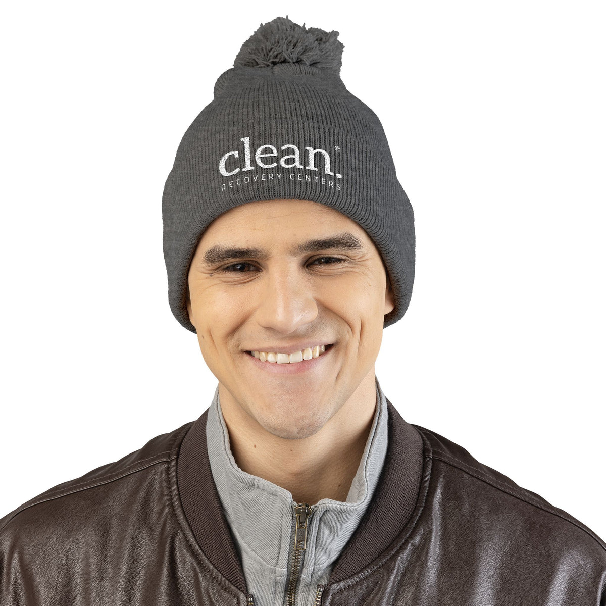 Clean Logo Embroidered Pom-Pom Beanie