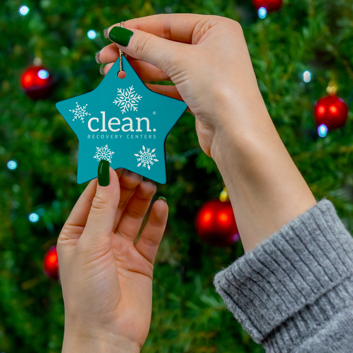 Clean logo Snowy Ceramic Ornament