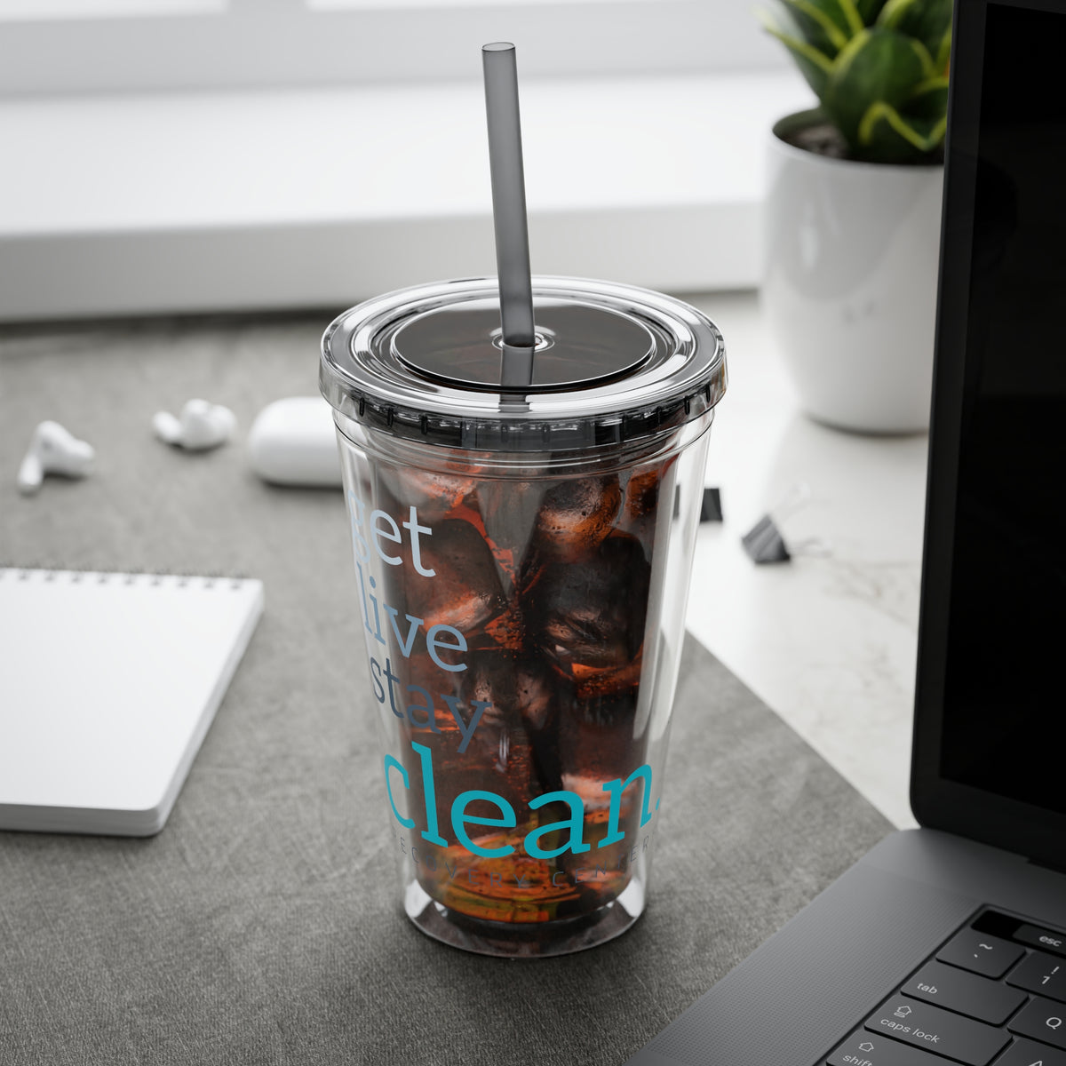 Get, Live, Stay Clean 16oz Sunsplash Tumbler with Straw