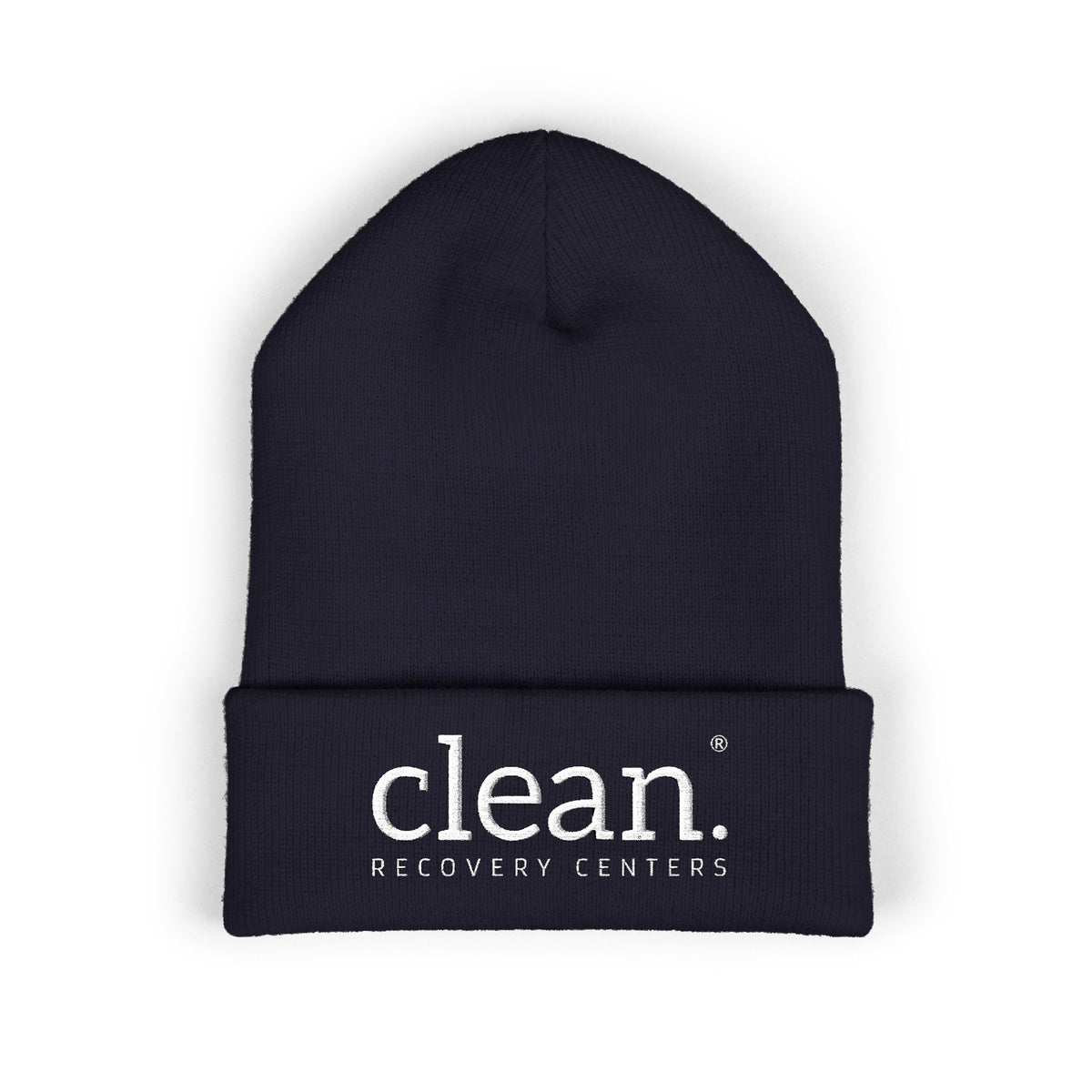 Clean Logo Embroidered Beanie - White Logo