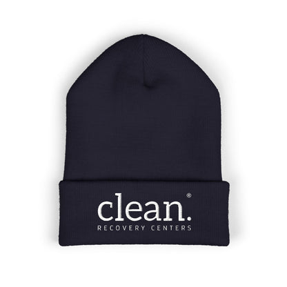 Clean Logo Embroidered Beanie - White Logo