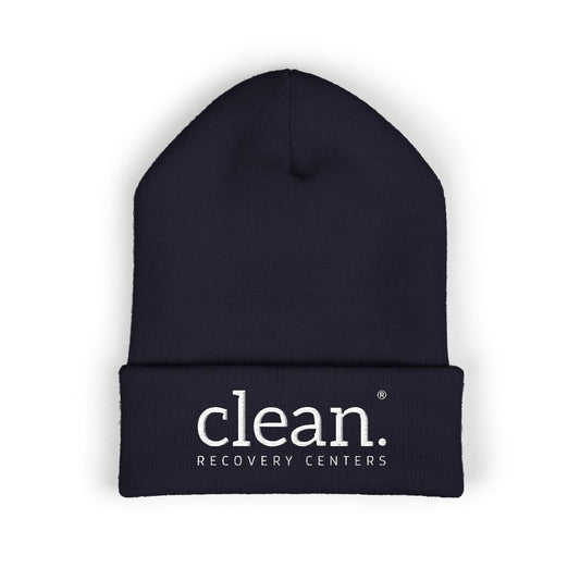 Clean Logo Embroidered Beanie - White Logo