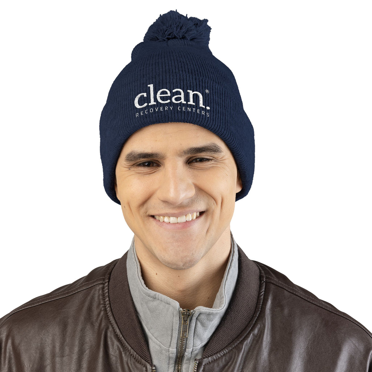 Clean Logo Embroidered Pom-Pom Beanie