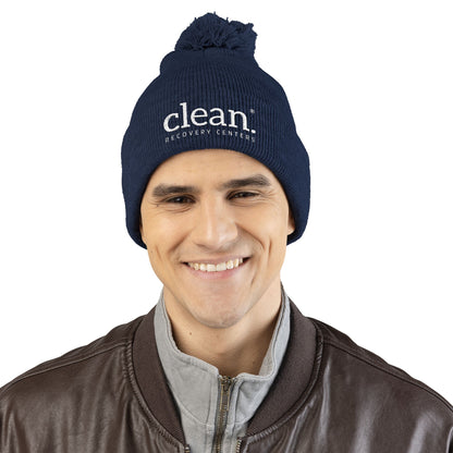 Clean Logo Embroidered Pom-Pom Beanie