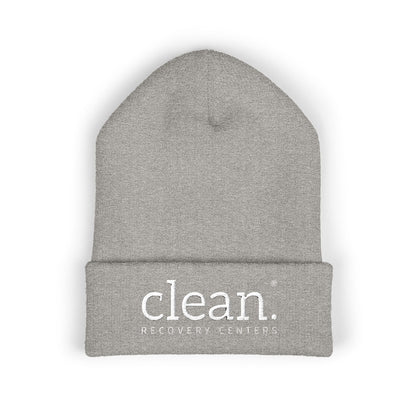 Clean Logo Embroidered Beanie - White Logo