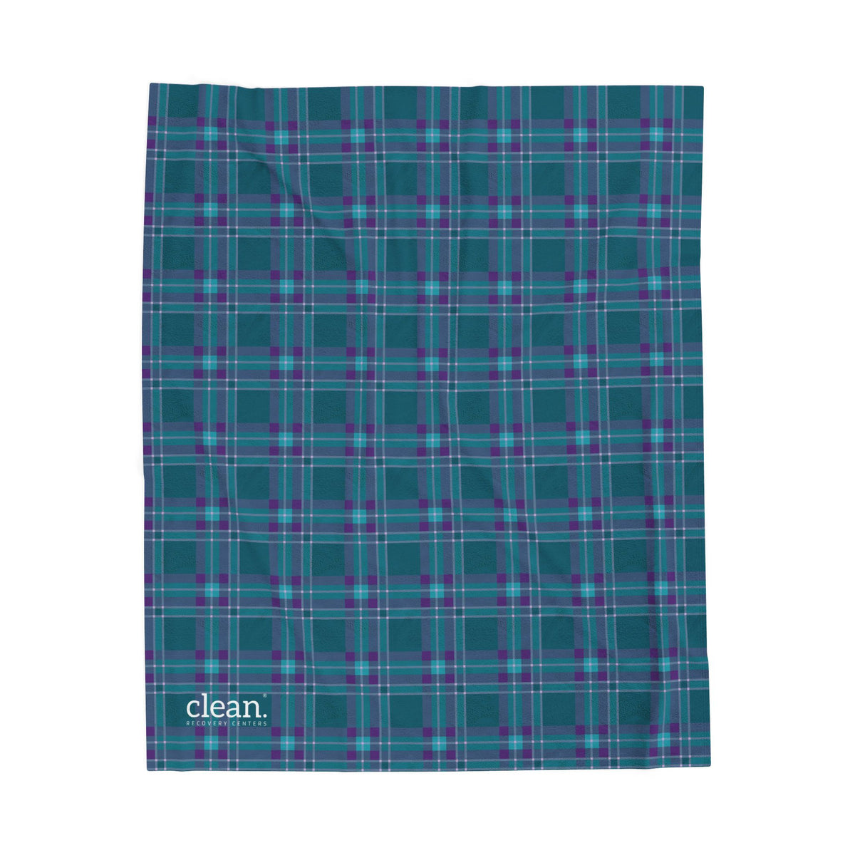 Clean Teal Plaid Velveteen Blanket
